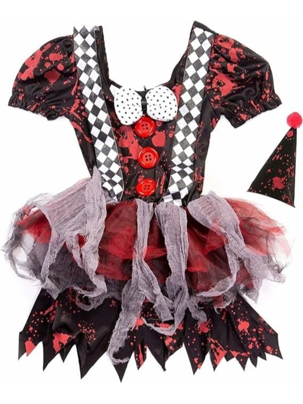 NEW Crazy Clown Halloween Costume Creepy Circus Girl Dress Womens SZ Small
